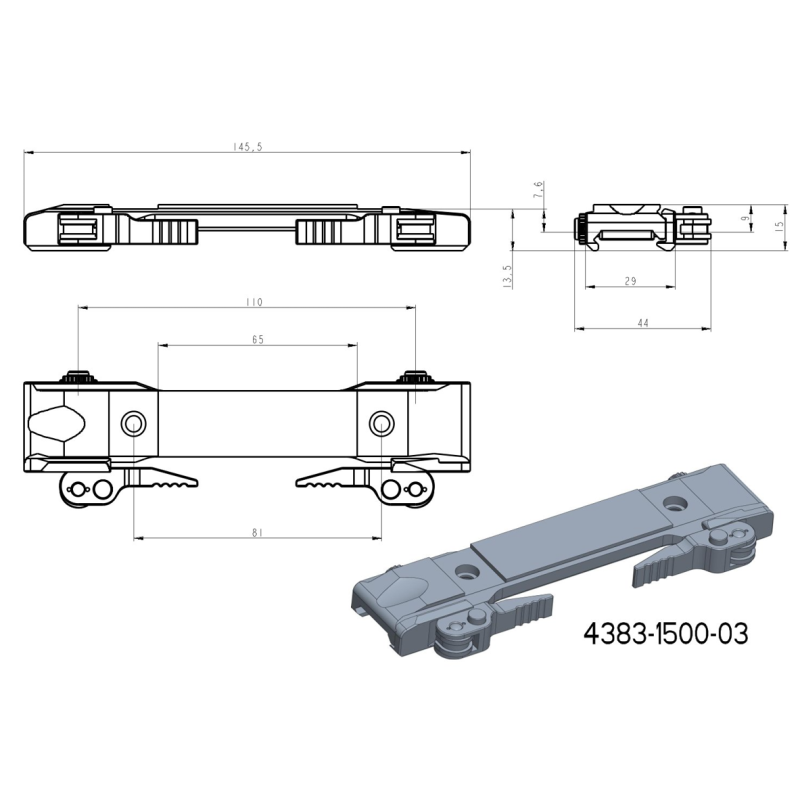 Base for JK-N adapters | picatinny base with QD levers [long]