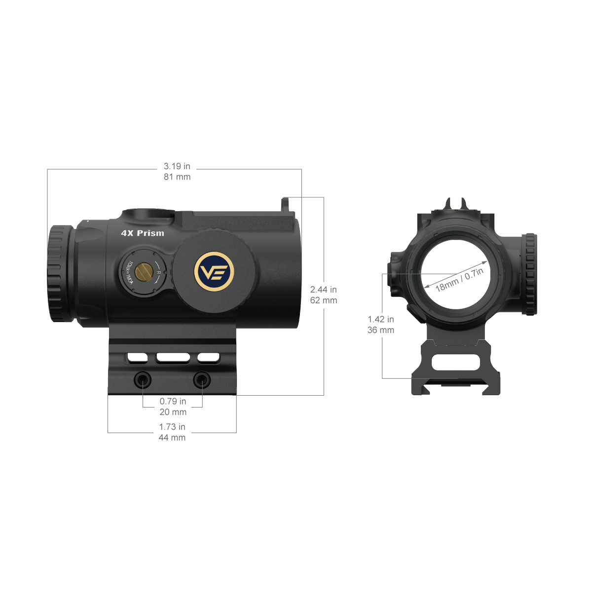 Vector Optics Paragon 4X 24 ultra compact prism rifle scope